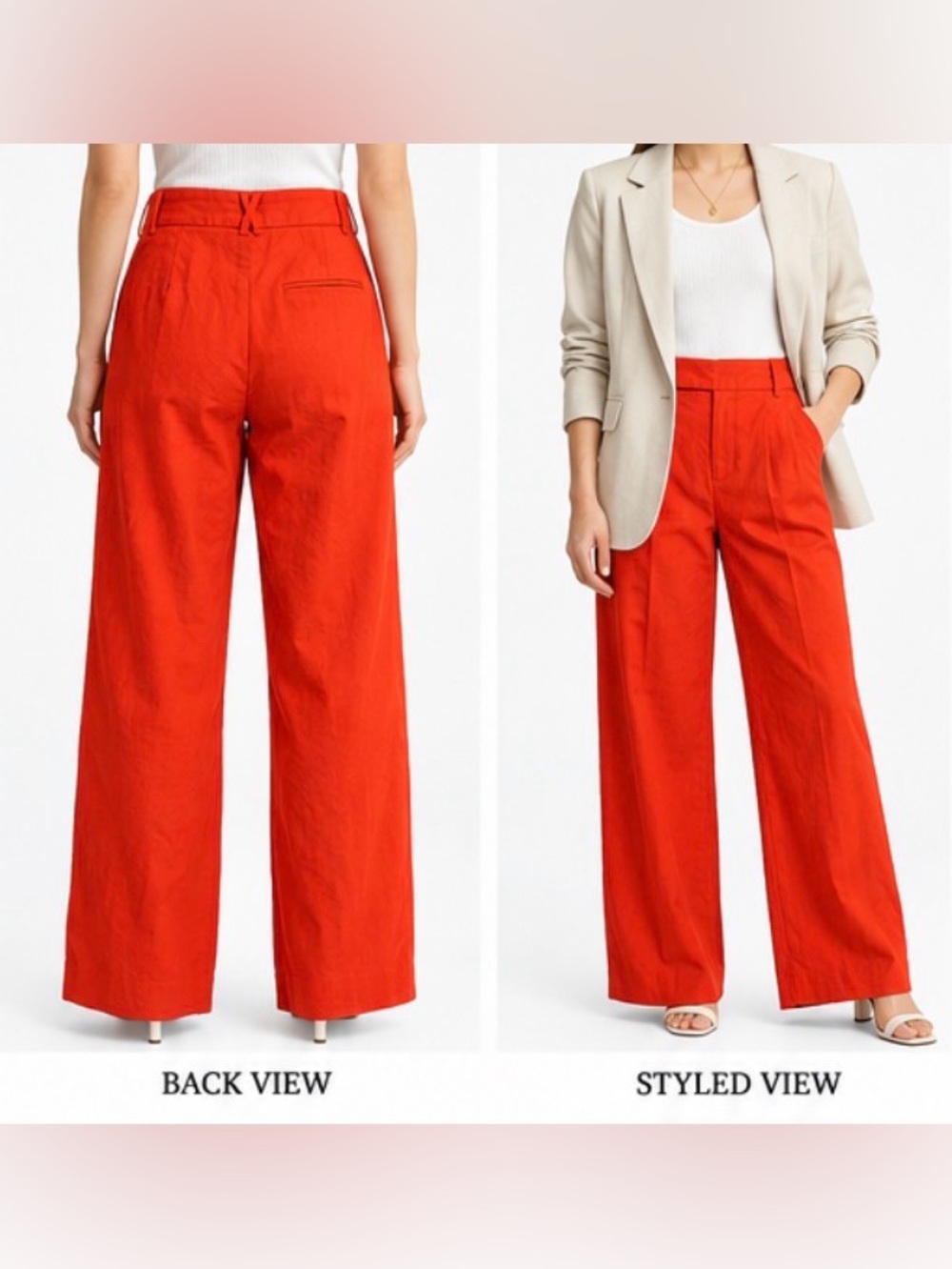 Banana Republic Petite Wide Leg Linen Blend Pants – Size 6 orange